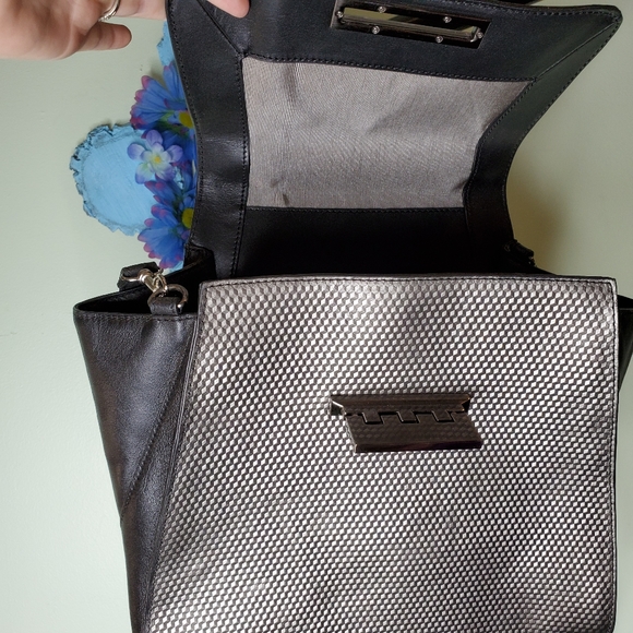 Zac Posen Black and Gunmetal Eartha Satchel - Picture 8 of 16